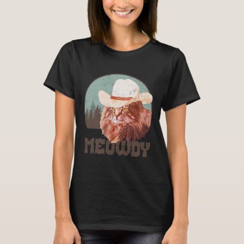 Funny Country Music Cat Cowboy Hat Vintage Meowdy  T_Shirt