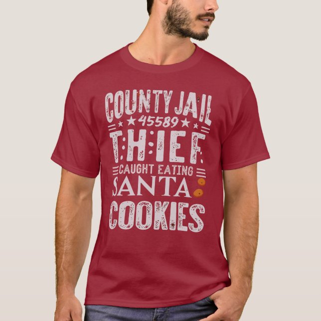 Funny County Jail Inmate Prisoner Theft Christmas T-Shirt (Front)