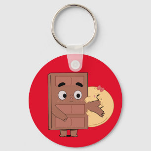 Funny Couple Love Pancake Eating Choco  Keychain