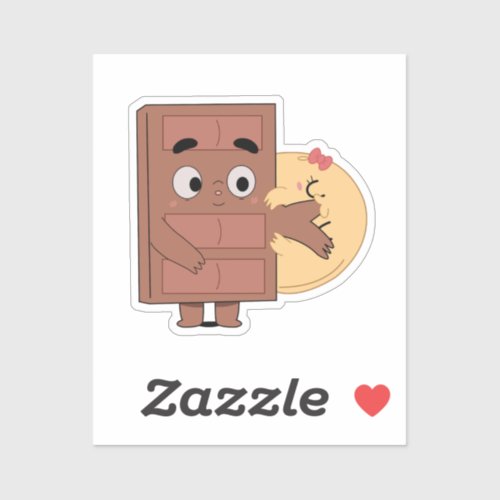 Funny Couple Love Pancake Eating Choco  Sticker