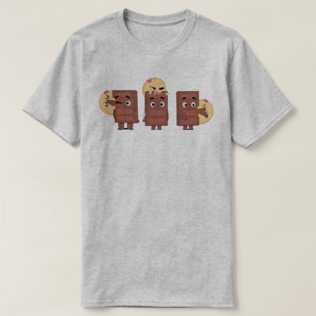 Funny Couple Matching Love Pancake Eating Choco T-Shirt (Design Front)