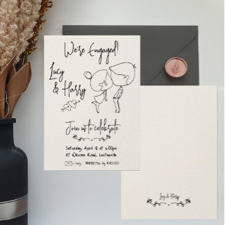 Funny Couple minimal engagement Invitation