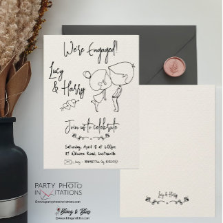 Funny Couple minimal engagement Invitation