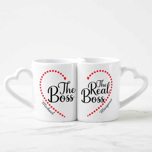 Funny Couple Mugs The Boss & The Real Boss Custom (Front Nesting)