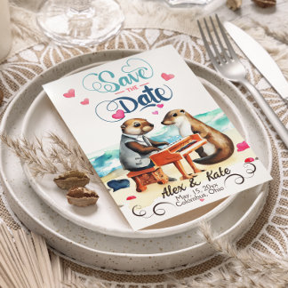 Funny Couple Otters Wedding Save The Date