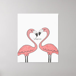 Funny Couple Pink Flamingo Birds Flamingo Lovers Canvas Print