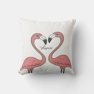 Funny Couple Pink Flamingo Birds Flamingo Lovers Throw Pillow