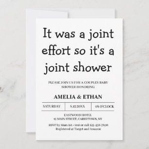 Funny Couples black and white Baby Shower Invitation