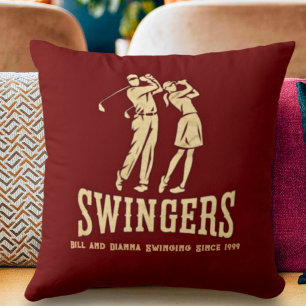 Funny Couple's Custom Golf Gift Matching Throw Pillow
