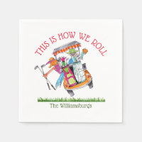 Funny Couples Golf  'How We Roll' Paper Napkin