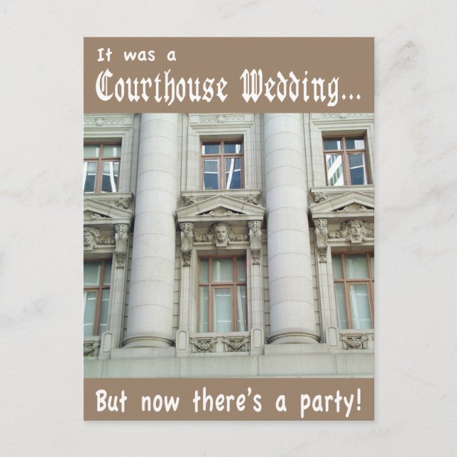 Funny Courthouse Wedding just married announcement (Front)