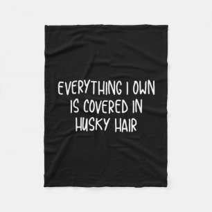 Funny covered in husky hair fleece blanket