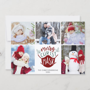 Funny COVID-19 MERRY ChristMASK Face Mask 5 Photos Holiday Card