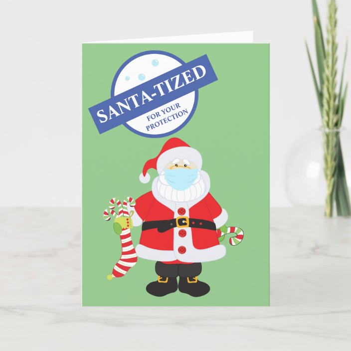 Funny Covid 2020 Santa Christmas Santatized Holiday Card