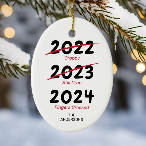 Funny Covid Christmas 2022 Ceramic Ornament