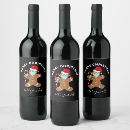 Funny Covid Christmas Quarantine Gingerbread DIY Wine Label