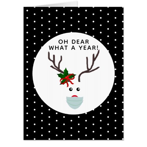 Funny Covid Christmas Reindeer Wearing Face Mask Card