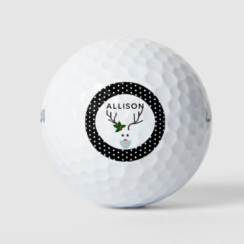 Funny Covid Christmas Reindeer Wearing Face Mask Golf Balls