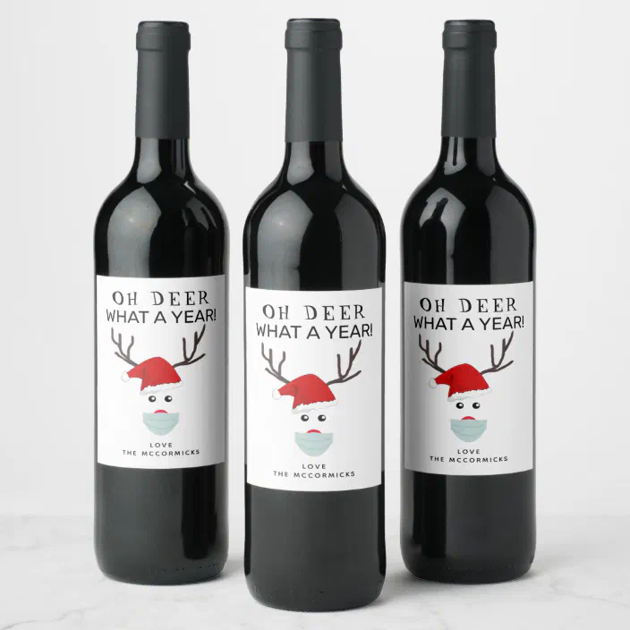 Personalised Christmas Wine Label great gift idea,family,friends black & tree