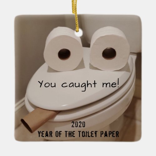 Funny Covid Christmas Toilet Paper Ceramic Ornament