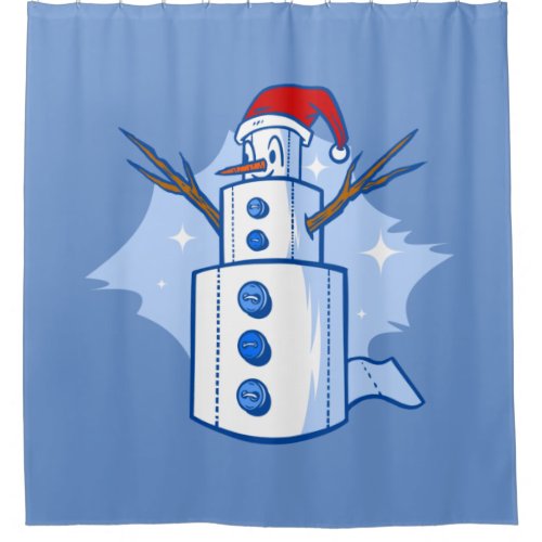 funny covid christmas toilet paper snowman shower curtain