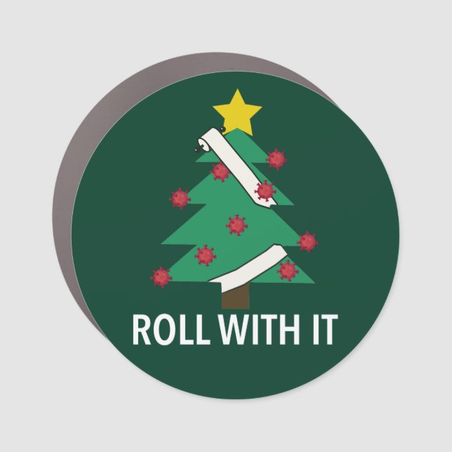 Funny Covid Christmas Tree Car Magnet (Front)