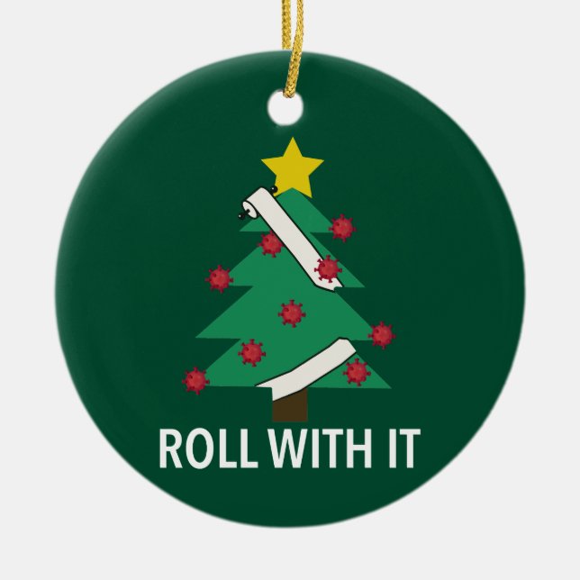 Funny Covid Christmas Tree Pun Ornament (Front)