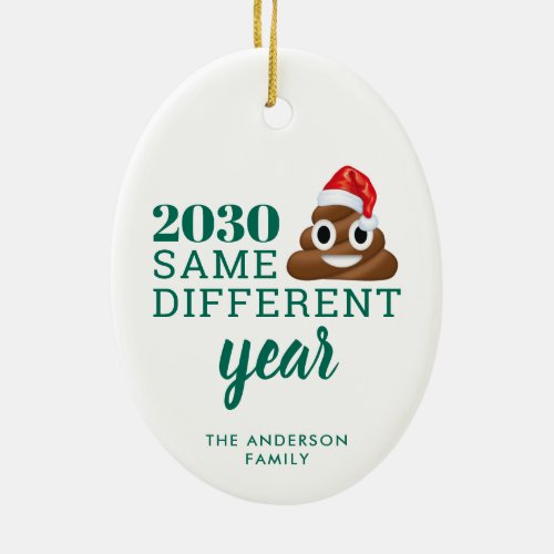 Funny Covid Quarantine Christmas Santa Poop 2021 Ceramic Ornament