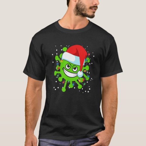Funny Covid Scary Christmas Santa Claus Hat Virus  T_Shirt