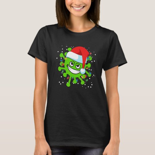 Funny Covid Scary Christmas Santa Claus Hat Virus  T_Shirt