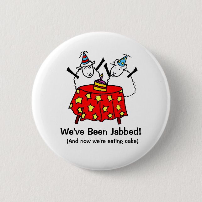 Funny Covid Vaccine Sheep Partying Button (Front)