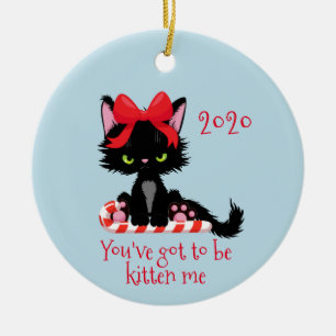 Funny Covid You've Got to be Kitten Me 2020 Ceramic Ornament