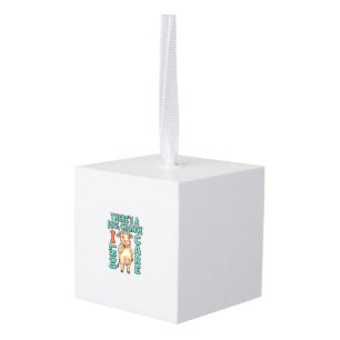 Funny Cow 99% Chance I Dont Care Vintage Graphic_1 Cube Ornament