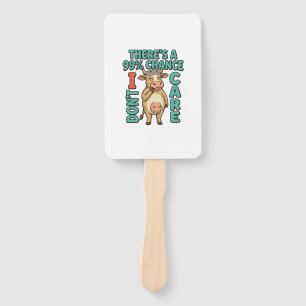Funny Cow 99% Chance I Dont Care Vintage Graphic_1 Hand Fan