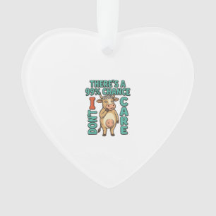 Funny Cow 99% Chance I Dont Care Vintage Graphic_1 Ornament