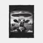Funny Cow Abduction By Ufo Selfie - Hilarious Alie Fleece Blanket