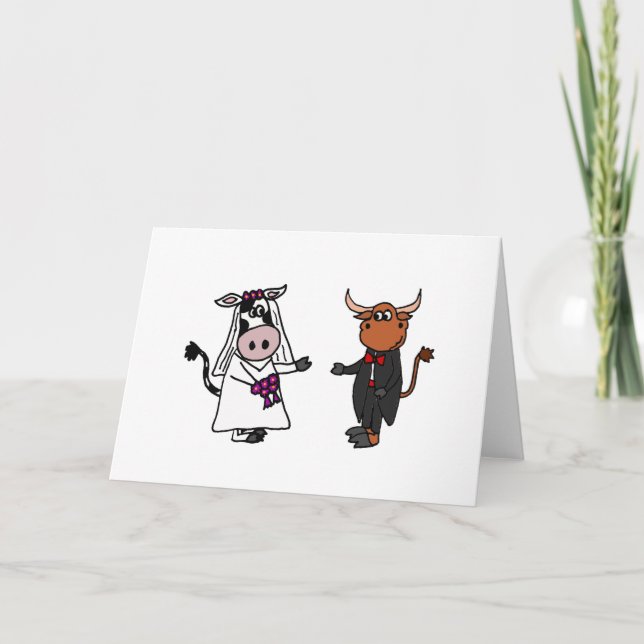 Funny Cow and Bull Wedding Card (Front)