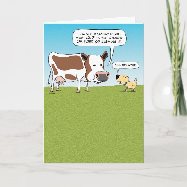 Funny Cow and Dog Birthday Card (Front)