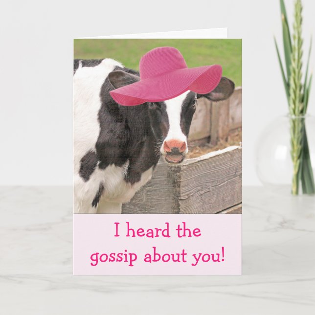Funny Cow And Gossip Get Well Card (Front)