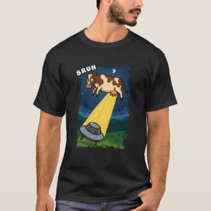 Funny Cow Animal Lover Bruh UFO Alien Boys Girls K T-Shirt