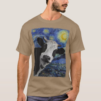 Funny Cow Art Starry Night Van Gogh Painting T-Shirt