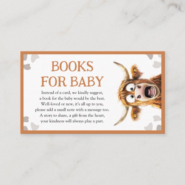Funny Cow Baby Shower Books for Baby Enclosure Card (Front)