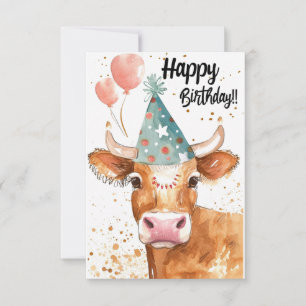 Funny Cow Birthday Card