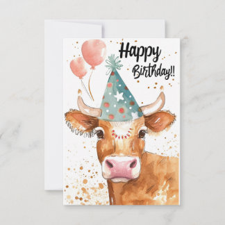 Funny Cow Birthday Card