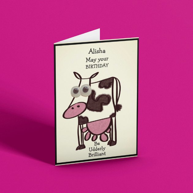 Personalised Funny Cow Birthday Card Friend Mum Dad Daughter Son - Foto 4