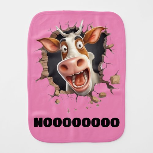 Funny cow cartoon face farmers country humour baby burp cloth