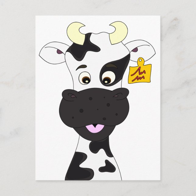 Funny cow cartoon kids postcard (Front)