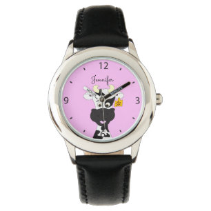 Funny cow cartoon pink name kids watch