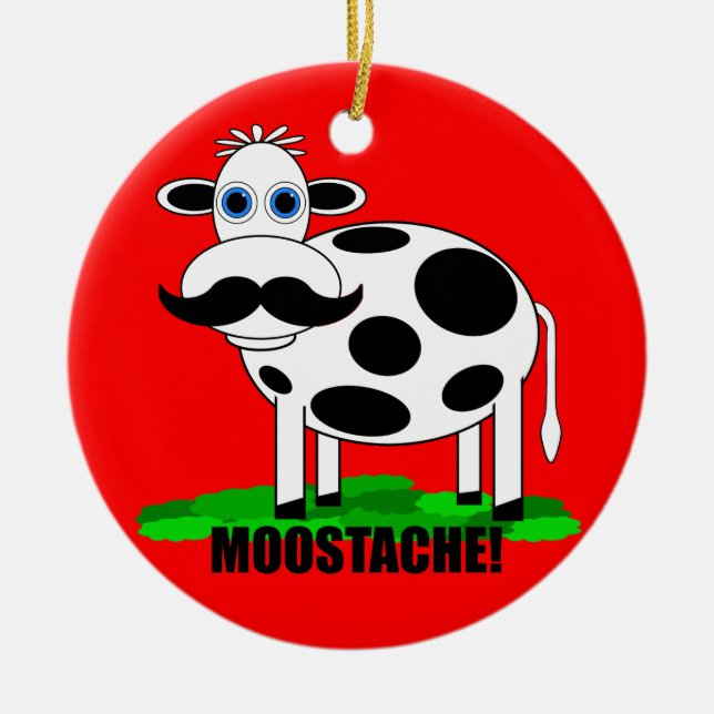 funny cow ceramic ornament (Front)