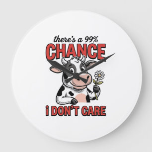 Funny Cow Chance I Don’t Care Vintage Large Clock